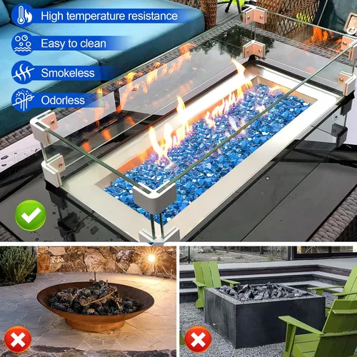 Miniatura 4 de GasSaf Vidrio de Fuego de 1/2 Pulgada Reflectante de Vidrio Templado Cortado Triturado para Fogata, Chimenea, Reemplaza Troncos de Gas Existentes