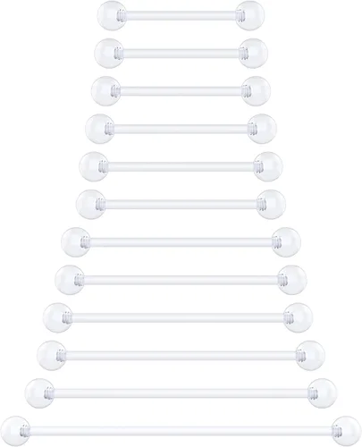 Miniatura 20 de Anillos de plástico para pezón – Anillos de lengua transparentes – Piercing hipoalergénico recto Bioflex