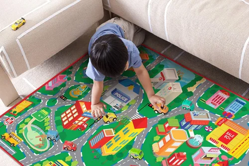 Miniatura 5 de Beetoy - Alfombra de coche de 31.5 x 67 pulgadas, alfombra de juego con carreteras para niños Portátil, antideslizante, alfombra educativa