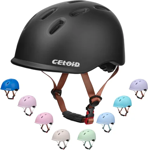 Casco de bicicleta para niños, cascos para niños pequeños para edades 5-8-9-10-12-14-16 años, jóvenes niños y niñas, casco ajustable para niños Negro