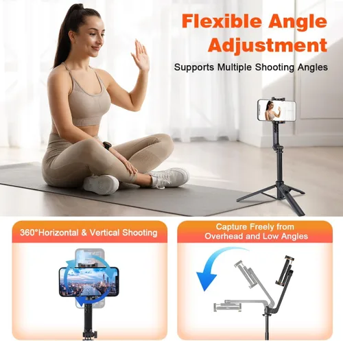 Miniatura 3 de Trípode para selfie stick con control remoto, ligero, 5.29 oz, plegable, soporte extensible a 35 pulgadas, soporte portátil para teléfono