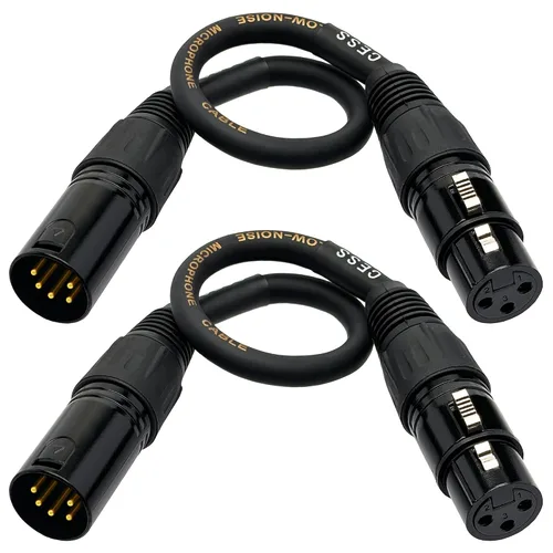 Miniatura 3 de CNCESS XLR - Cable adaptador DMX macho de 5 pines a hembra de 3 pines, cable de control de iluminación corto, 6 pulgadas, paquete de 2