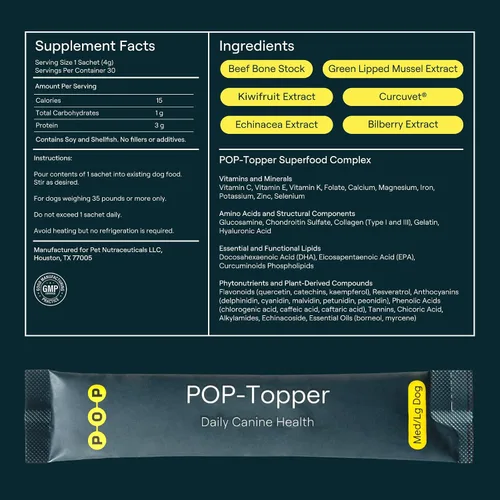 Miniatura 2 de POP-Topper - Comida para perros – Polvo multivitamínico para perros de 35 libras en adelante – Deliciosa base de caldo de huesos con 6