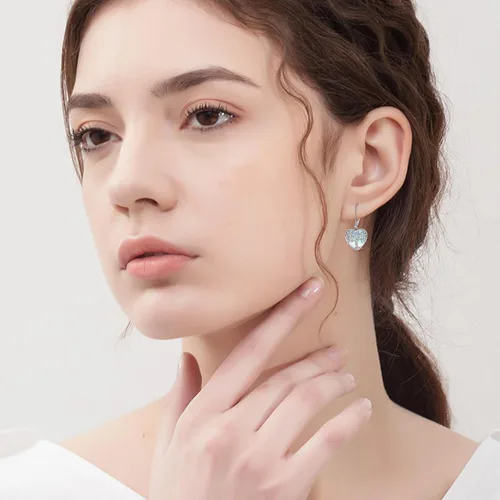 Miniatura 234 de Aretes colgantes con forma de lágrima de filigrana de piedra lunar de plata de ley 925 con cierre de palanca para mujer, regalos de joyería
