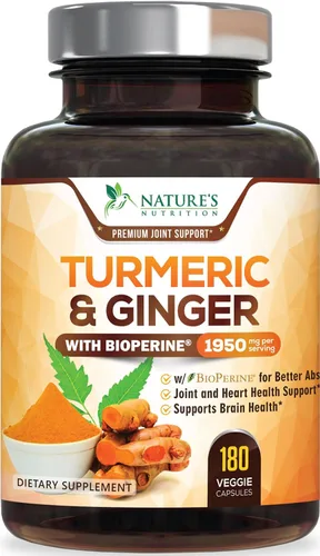 Miniatura 11 de Cúrcuma Curcumina con BioPerine & Jengibre 95% Curcuminoides 1950mg – Pimienta Negra para Absorción, Hecho en Estados Unidos, apoyo inmunológico