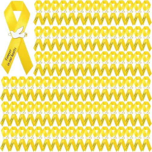 Miniatura 8 de Geosar 100 piezas de lazos de cinta de paloma para funeral conmemorativo, pines de lazos conmemorativos para servicio funerario, lazos