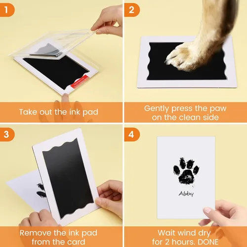Miniatura 4 de Nabance Kit de impresión de huellas sin tinta para perros, gatos y bebés, 4 almohadillas de tinta Clean Touch y 8 tarjetas de impresión, kit