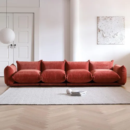 Miniatura 13 de WJShome - Sofá seccional modular, sofá de chenilla de 264 cm de lana minimalista, sofá convertible de 3 plazas, sofá de sala de estar ancho