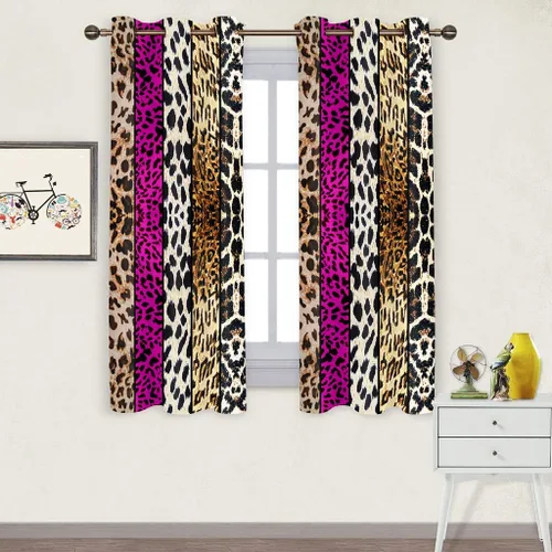 Miniatura 66 de Cortina opaca con estampado de animales salvajes, para oscurecer la habitación, con aislamiento térmico, con ojales para sala, comedor, dormitorio