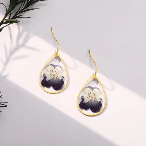 Miniatura 16 de Forget-Me-Not and Queen Anne's Lace Pressed Wildflower Earrings Pressed Flower Earrings Handmade Drop and Dangle Earrings Gift for Woman