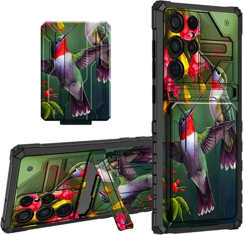 Miniatura 39 de Funda tipo cartera para Samsung Galaxy S22 Ultra con soporte para tarjeta de crédito y soporte de doble capa de policarbonato duro de PC suave TPU a