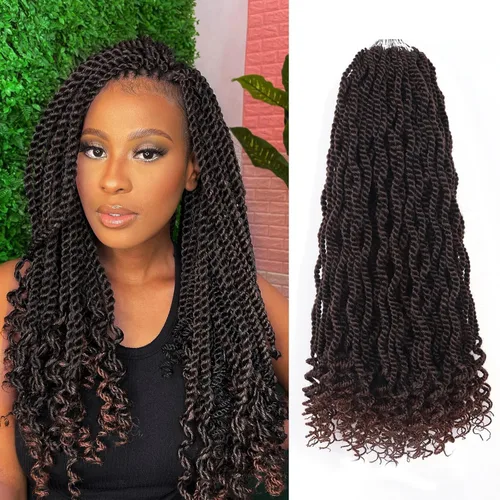 Miniatura 49 de Cabello rubio de ganchillo para mujeres negras, trenzas senegalesas onduladas de ganchillo de 12 pulgadas, trenzas kinky de ganchillo cortas 27613