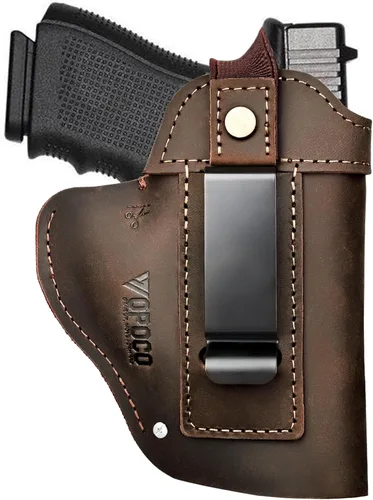 Funda de pistola universal de cuero IWB/OWB para hombre y mujer, derecha/izquierda, funda oculta compatible con Glock 17/19/23/26/42/43X, Taurus