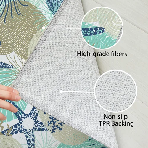 Miniatura 5 de Tritard Alfombra de pasillo costera de 2 x 6 pies, alfombra náutica para pasillo de cocina, con temática de playa, antideslizante, lavable a C1