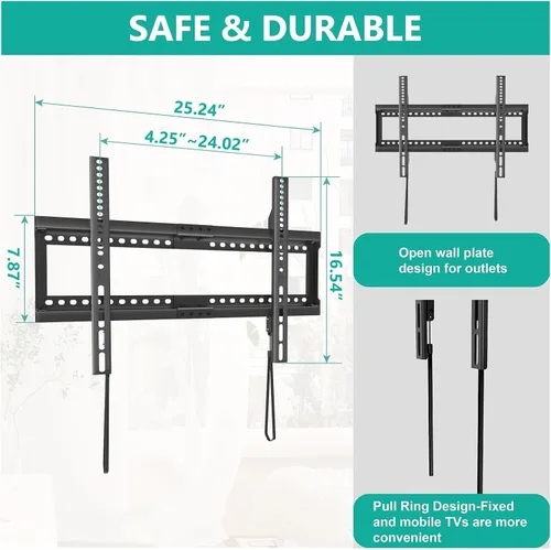 Miniatura 5 de WALI - Soporte de pared para TV de perfil bajo para televisores planos curvos de 37 a 90 pulgadas hasta 165 lbs, montaje de pared de perfil bajo