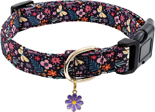 Miniatura 17 de Faygarsle Collar de Algodón para Perro Lindos Collares para Perros Pequeños Medianos Grandes Opciones de Colores Florales Púrpura Amarillo Collares