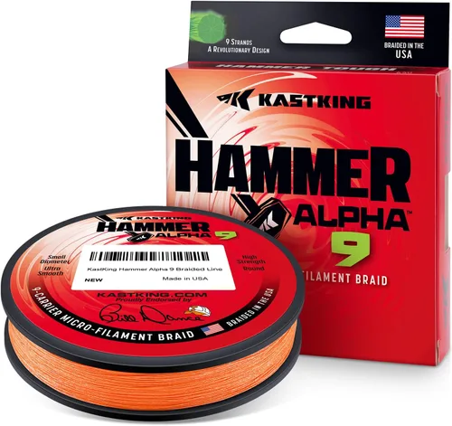 Miniatura 11 de KastKing Hammer Alpha 9 UHMWPE - Línea de pesca trenzada, fabricada en los Estados Unidos, fuerte y suave, redonda, 9 portadores, línea de pesca