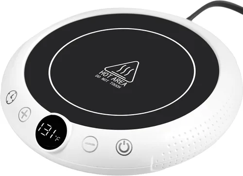 Miniatura 9 de Calentador de taza de café, calentador eléctrico de tazas para escritorio, plato calentador de velas con pantalla de temperatura, ajuste de 8