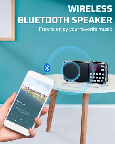 Miniatura 3 de PRUNUS J-189 Radio FM Bluetooth AM, radio portátil de bolsillo pequeño con doble altavoz graves pesados, radios de bolsillo PRUNUS J-777 portátil AM
