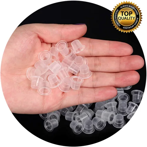 Miniatura 2 de UPTATSUPPLY Tazas de tinta de tatuaje, 300 unidades, tamaño mixto, pigmento de maquillaje permanente, transparente, tapa de contenedor, accesorio