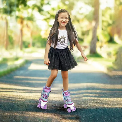 Miniatura 6 de Rainbow - Patines para niños pequeños, talla 4 ajustable, patines cuádruples iluminados para niñas y niños principiantes de 3 a 12 años
