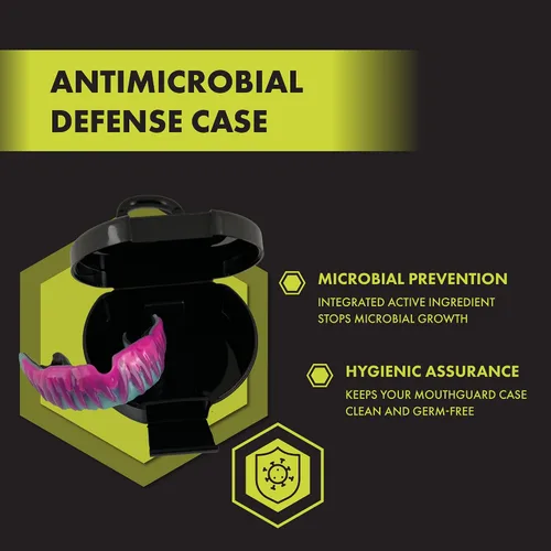 Damage Control Funda protectora bucal con clip de mosquetón, carcasa ventilada resistente, fácil de abrir, almacenamiento acoplable para protectores