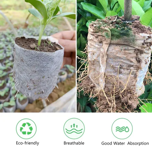 Miniatura 2 de Belit 50 Piezas Bolsas de Vivero No Tejidas, Macetas Contenedoras de Plántulas para Vegetales, Flores, Cultivo de Plantas (9.1"x9.3")