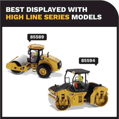 Miniatura 7 de Diecast Masters Compactador vibratorio Caterpillar CB-13 a escala 1:50 con cabina cerrada Camiones Cat Series High Line y equipos de construcción
