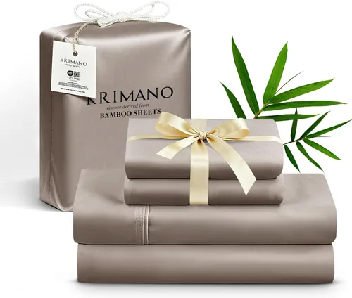 Miniatura 17 de Juego de sábanas tamaño King, sábanas de viscosa de bambú para cama, juego de 4 piezas, 100% viscosa derivada de bambú, lujo sedoso y refrescante