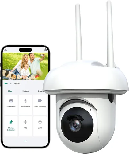 Cámaras de seguridad PHANSATIM al aire libre, cámaras exteriores para seguridad del hogar, cámaras que admiten 1080P y vista de 355°, admiten visión