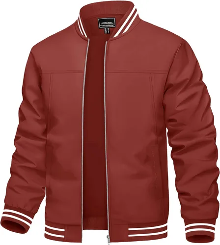 Miniatura 11 de TACVASEN Chaqueta ligera para hombre, casual, primavera, otoño, cortavientos, bombardero, con cremallera, abrigo con bolsillo