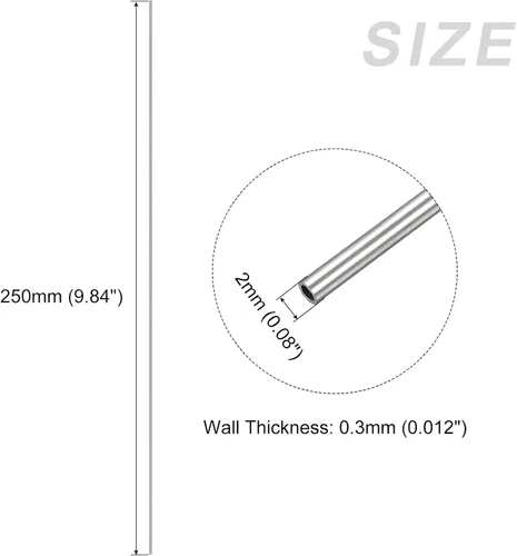 Miniatura 2 de METALLIXITY Tubo de acero inoxidable 316 (0.079 in de diámetro x 0.012 in de pared T x 9.843 in de largo), tubo recto - para muebles del hogar