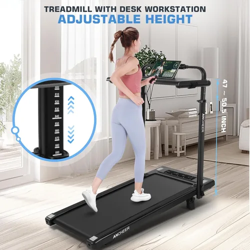 Miniatura 5 de Walking Pad Treadmill Desk with Handle Bar&Adjustable Height, 3.5HP Ultra-Quiet Under Desk Treadmill, 15% Incline, 7.5 MPH Speed, 450 LBS Capacity