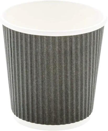 Miniatura 5 de Restaurantware 500 Tazas de papel desechables y con aislante de 4 onzas, diseño ondulado, color gris, con borde enrollado, tapas vendidas por