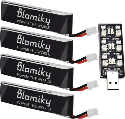 Miniatura 2 de Blomiky Paquete de 4 baterías Lipo 1S 3.8V 450mAh 80C con enchufe PH2.0 compatible con S Free Style RC Quadopter Drone / F4 4
