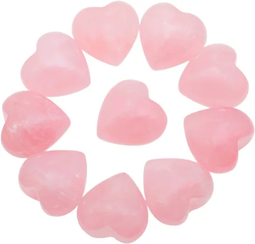 Rockcloud Cristal curativo de cuarzo rosa de 0.5 pulgadas, piedra de preocupación tallada para chakras, reiki, equilibrio (paquete de 10)