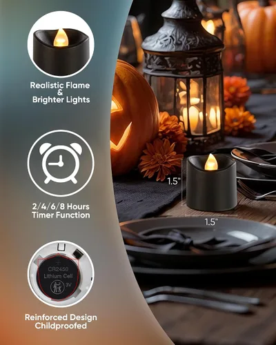 Miniatura 2 de Homemory Paquete de 12 velas sin llama votivas LED con control remoto de más de 400 horas, temporizador de 2/4/6/8 horas, velas de té que funcionan