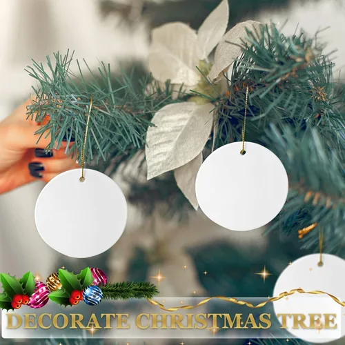 Miniatura 3 de Adornos de cerámica para sublimación, 25 unidades de discos redondos de porcelana blanca a granel para impresión de prensa térmica, regalo Blanco