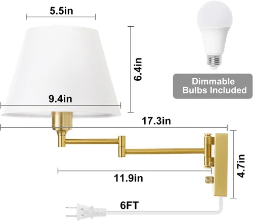 Miniatura 6 de TRLIFE Aplique de pared regulable, control remoto de atenuación 10-100% y temperatura de color ajustable 2700K-6500K luces de pared de latón Mando