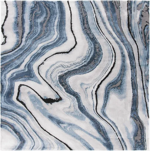 Miniatura 2 de SAFAVIEH Craft Collection Alfombra de Área - 6'7" Cuadrada, Azul y Gris, Diseño Abstracto Moderno, No Desprende Pelusa y Fácil Cuidado, Ideal