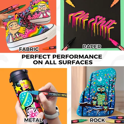 Miniatura 9 de SFAIH 36 marcadores de pintura acrílica vibrantes, cobertura ultra alta, bolígrafo de pintura fina de 0.04 a 0.079 pulgadas para cualquier