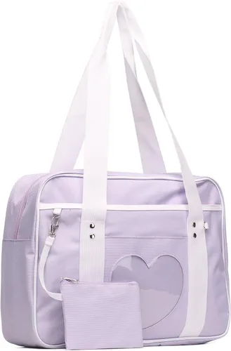 STEAMEDBUN Kawaii Ita - Bolsa escolar japonesa, bonita bolsa de mano con hombro grande, diseño de corazón animé