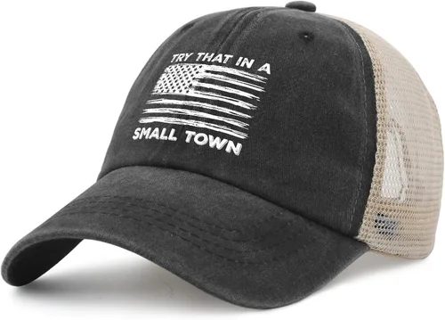 Miniatura 2 de Hat Try That in Small Towns Trucker Hat Men Funny Mesh Cap for Summer