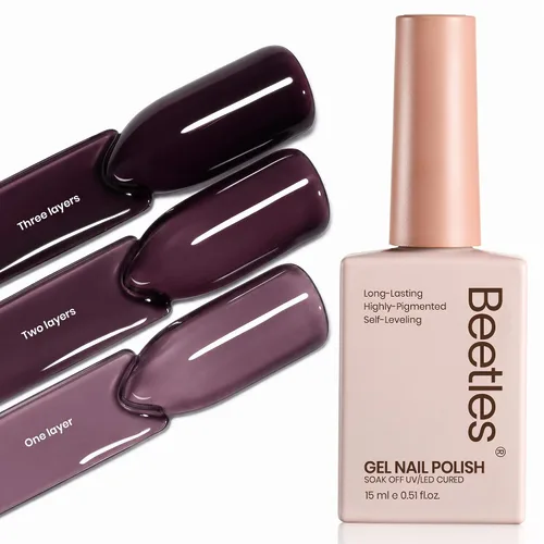 Miniatura 15 de Beetles - Esmalte de uñas de gel marrón y rojo – Esmalte de uñas en gel rosa ladrillo de 0.5 onzas líquidas, esmalte de uñas translúcido color caoba