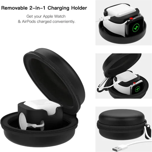 Miniatura 27 de MoKo Caja de almacenamiento compatible con Apple Watch Series 11/10/9/8/7/6/5/4/3/2/1/SE3/SE2/SE, funda protectora portátil de viaje para AirPods