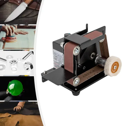 Miniatura 3 de Mini máquina de pulir de pulido, lijadora de correa eléctrica de bricolaje con correa abrasiva 10PC para metal de madera