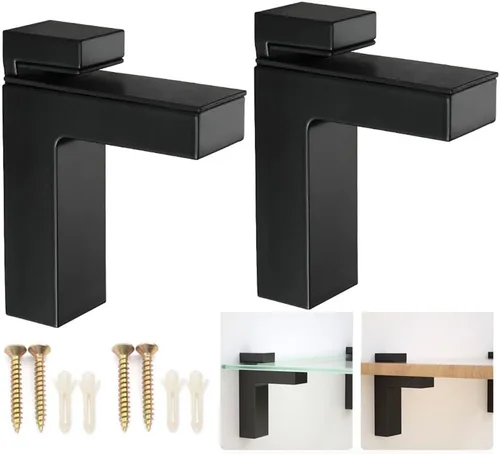 Miniatura 12 de Soporte de metal ajustable de madera/vidrio para estante de pared, soportes de montaje, soporte de pared para estante de 0.197-1.181 in