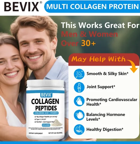 Miniatura 6 de Polvo de péptidos de colágeno avanzado I, II, III, V, X Sustituto, hidrólisis de colágeno, vitamina C y ácido hialurónico, para mejorar la piel