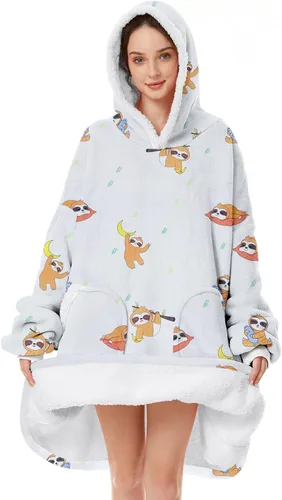 Miniatura 8 de American Trends Wearable Blanket Hoodie, Oversized Sherpa Warm Hoodie Blanket Thick Sweatshirt, Gift for Women Men Girls Gato