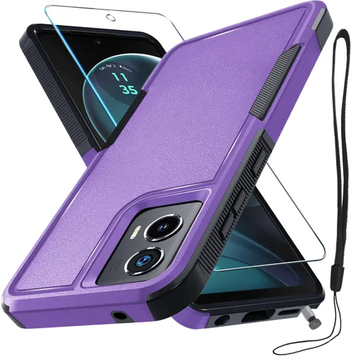 Miniatura 32 de Funda compatible con Moto G 5G 2024, cuerpo completo, resistente, resistente, a prueba de golpes, con correa de cordón, protector de pantalla